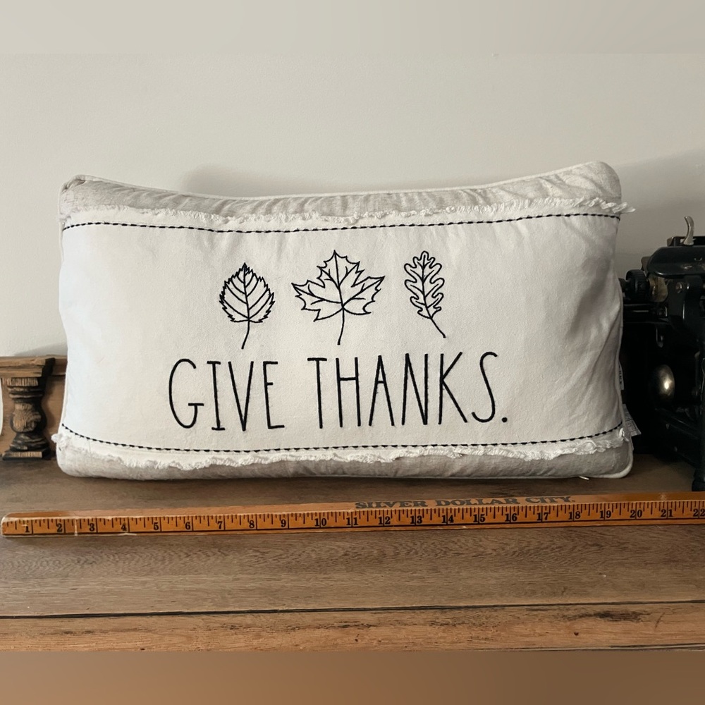 Rae Dunn Fall Give Thanks Pillow 13” x 22”